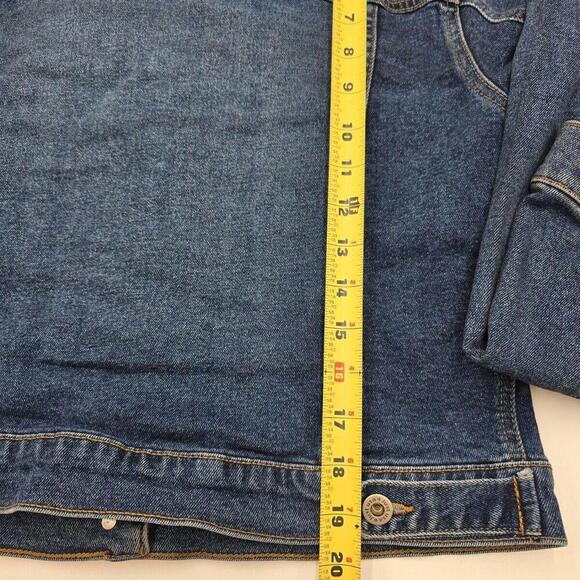Y2K Just Jeans Denim Jacket Women's 2XL Blue Button Up Long‎ Sleeve Stretch 45-1 - Picture 10 of 10